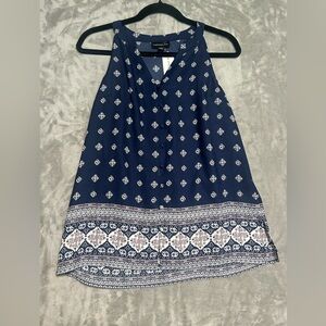 Fortune Ivy Paula Button Down Blouse Tank Top Women’s Small Navy Stitch Fix NWT